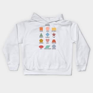 Math 2D Shapes Educational Art in Muted Boho Rainbow Colors for Kids Kids Hoodie